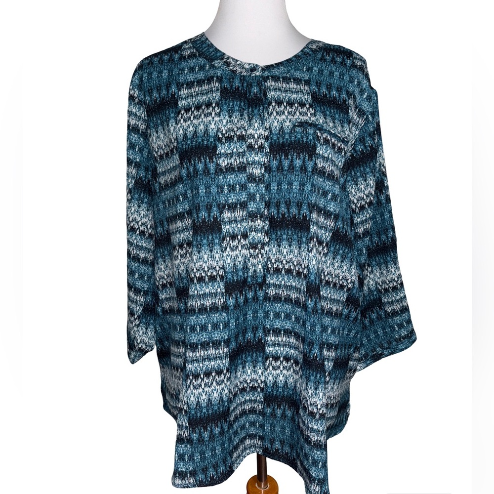 GNW Teal and Black Patterned Blouse